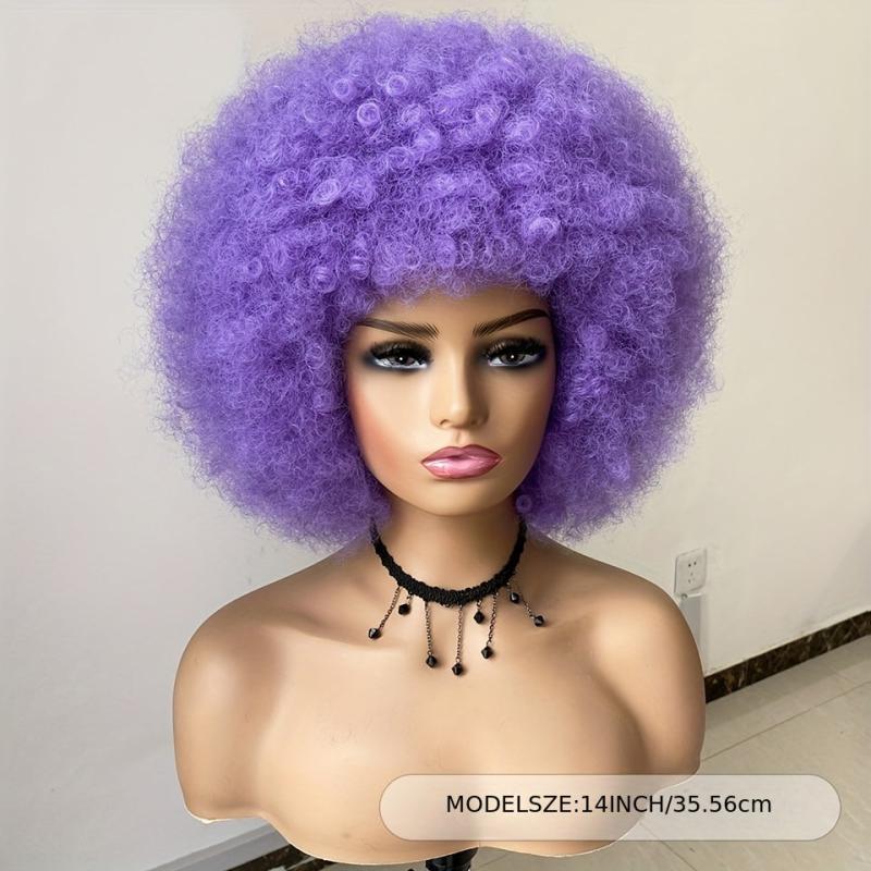 Short Afro Kinky Curly Wig With Bangs for Women