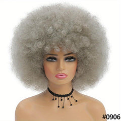 Short Afro Kinky Curly Wig With Bangs for Women