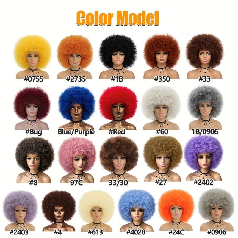Short Afro Kinky Curly Wig With Bangs for Women
