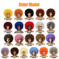 Short Afro Kinky Curly Wig With Bangs for Women
