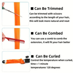 Clip On Colorful Straight Hair Extensions for Y2K Party