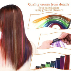 Clip On Colorful Straight Hair Extensions for Y2K Party