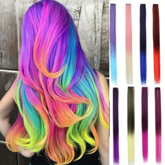 Clip On Colorful Straight Hair Extensions for Y2K Party