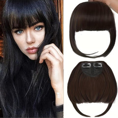 Short Heat Resistant Clip In Bangs for Women Synthetic Wig