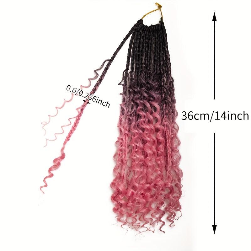 Ombre Small 3-strand Braid Curly Hair Extensions