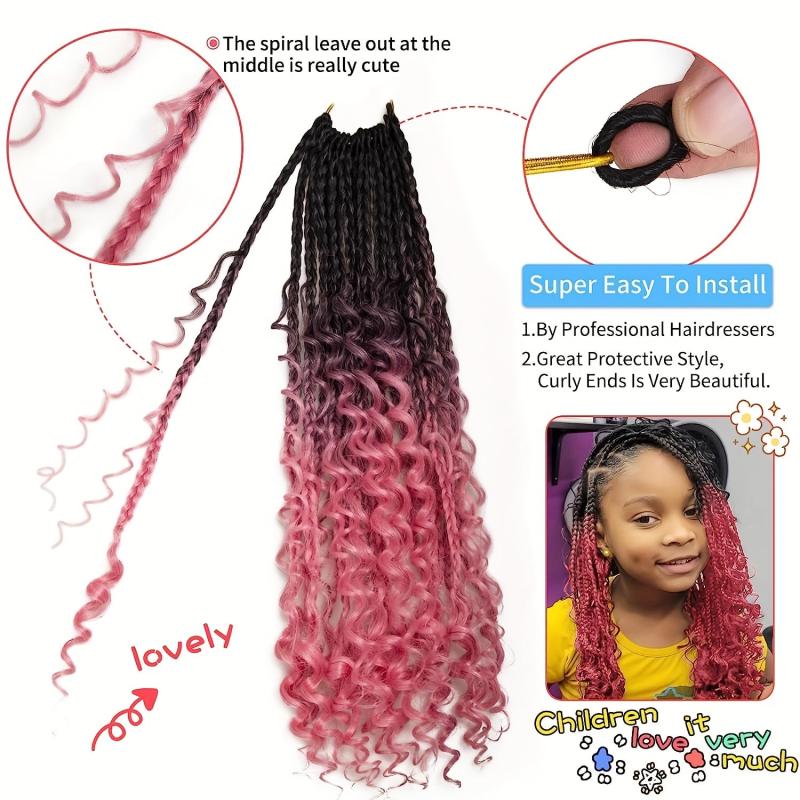 Ombre Small 3-strand Braid Curly Hair Extensions