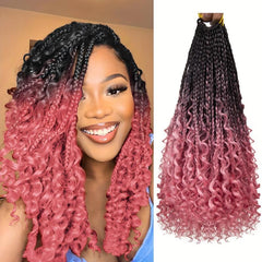 Ombre Small 3-strand Braid Curly Hair Extensions