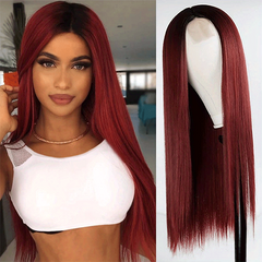 Synthetic Long Straight Wig Heat Resistant Fiber 28 Inch