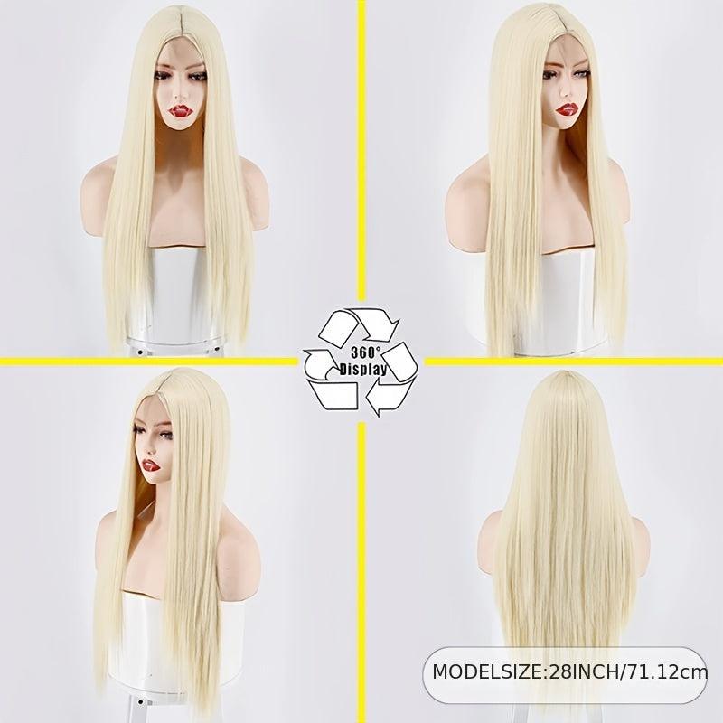 Synthetic Long Straight Wig Heat Resistant Fiber 28 Inch