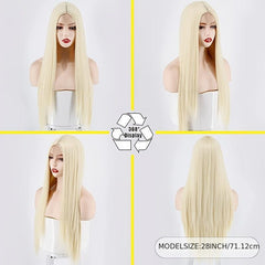 Synthetic Long Straight Wig Heat Resistant Fiber 28 Inch