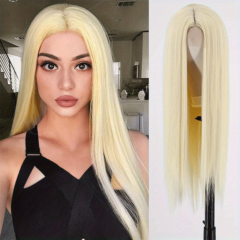 Synthetic Long Straight Wig Heat Resistant Fiber 28 Inch