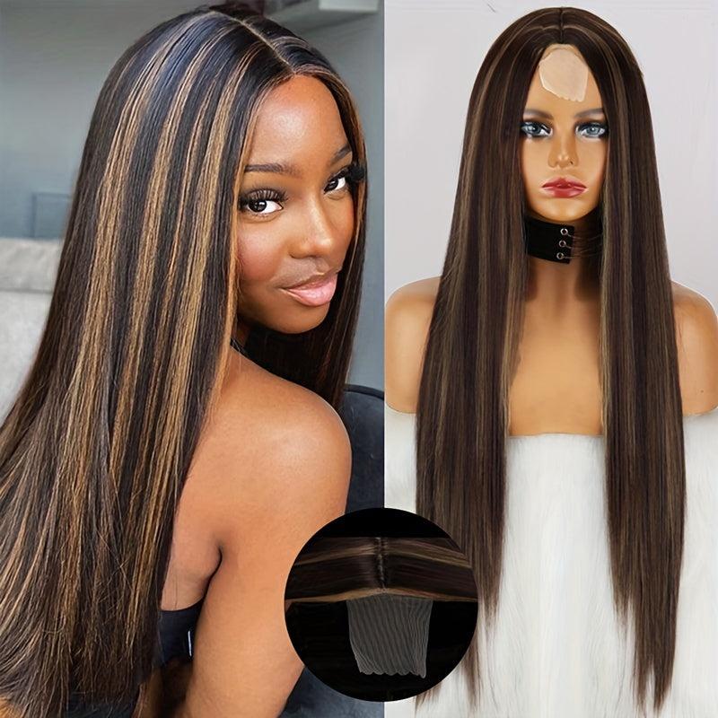 Synthetic Long Straight Wig Heat Resistant Fiber 28 Inch