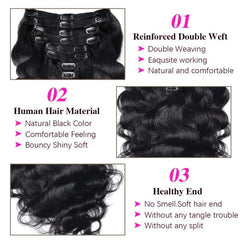 Body Wave Clip In Hair Extensions Human Hair Brazilian 14-26 Inch