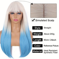 Long Straight Ombre Wig for Anime Cosplay Halloween Party