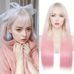 Long Straight Ombre Wig for Anime Cosplay Halloween Party