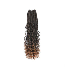 Ombre Box Braid Extensions Curly Ends Synthetic Hair Extensions