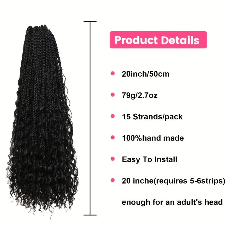 Ombre Box Braid Extensions Curly Ends Synthetic Hair Extensions