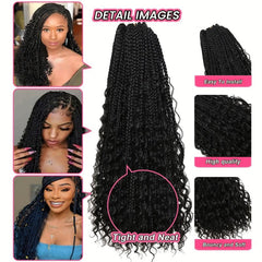 Ombre Box Braid Extensions Curly Ends Synthetic Hair Extensions