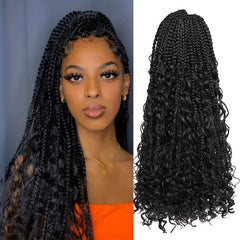 Ombre Box Braid Extensions Curly Ends Synthetic Hair Extensions