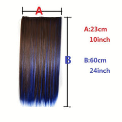Long Straight Hair Extensions 5 Clips In Synthetic Hairpiece