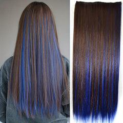 Long Straight Hair Extensions 5 Clips In Synthetic Hairpiece