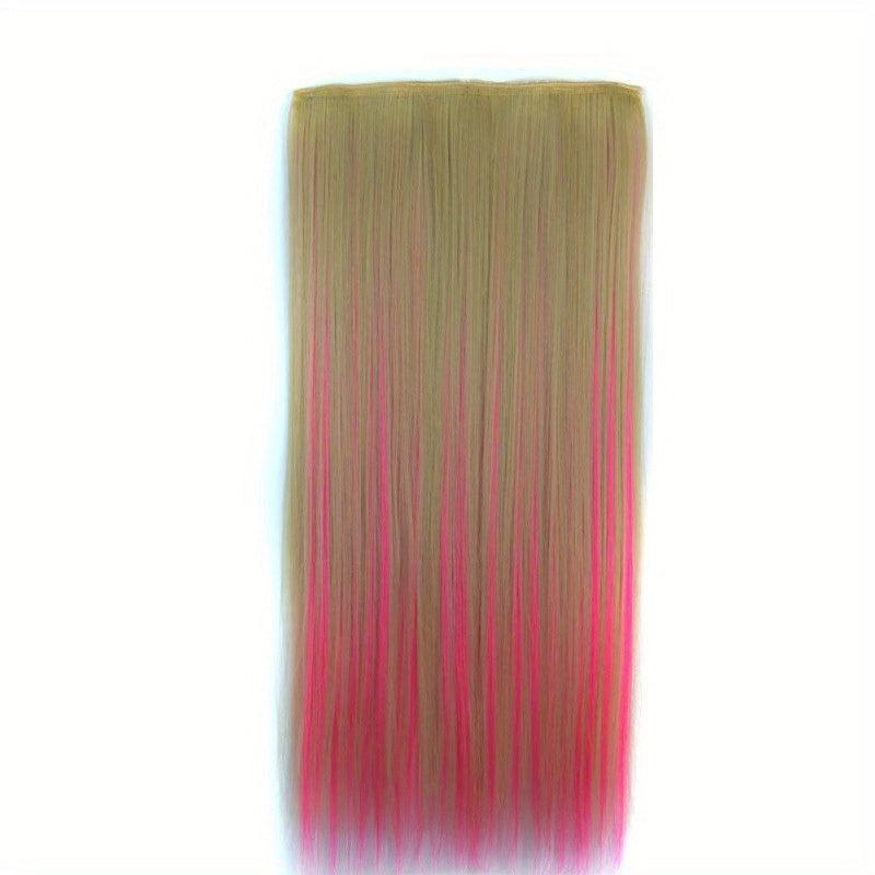 Long Straight Hair Extensions 5 Clips In Synthetic Hairpiece