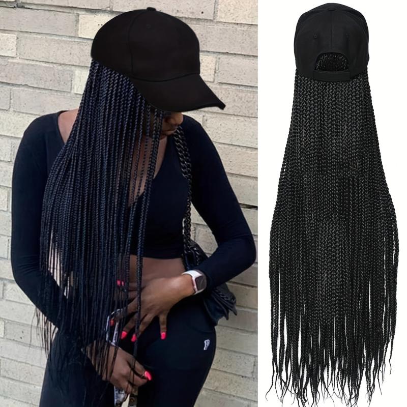 Long Box Braid Hair Wig with Baseball Cap Synthetic Hair