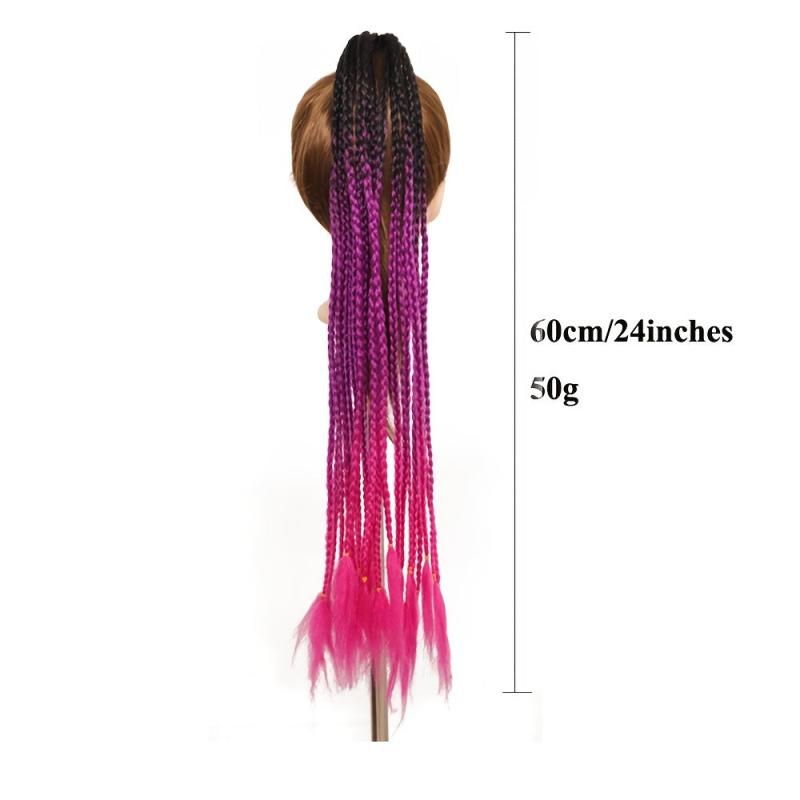 12PCS Colored Braids Hair Extensions Rainbow Braid Hairpiece