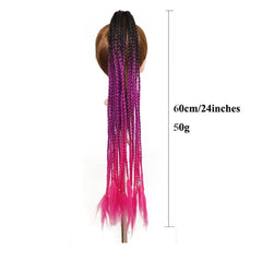 12PCS Colored Braids Hair Extensions Rainbow Braid Hairpiece