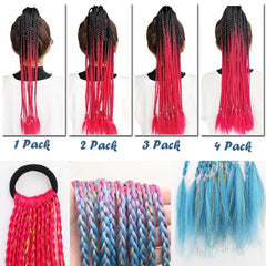 12PCS Colored Braids Hair Extensions Rainbow Braid Hairpiece