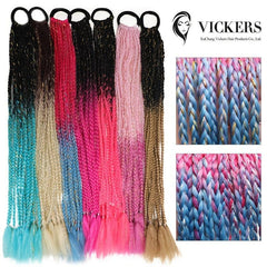 12PCS Colored Braids Hair Extensions Rainbow Braid Hairpiece