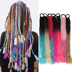 12PCS Colored Braids Hair Extensions Rainbow Braid Hairpiece