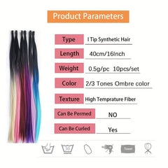 Colorful Synthetic I Tip Hair Extensions 40-64 cm 0.5g