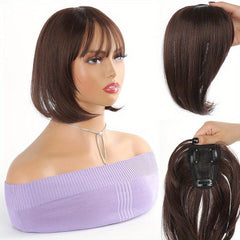 Synthetic Hair Topper with Bangs 30-48 cm Clips in Hair Pieces Thinning Hair