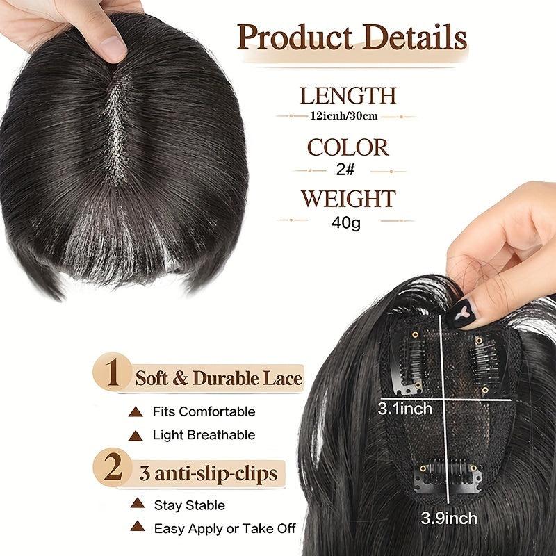 Synthetic Hair Topper with Bangs 30-48 cm Clips in Hair Pieces Thinning Hair