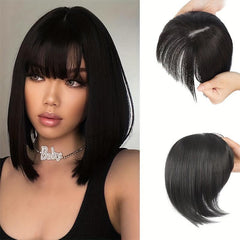 Synthetic Hair Topper with Bangs 30-48 cm Clips in Hair Pieces Thinning Hair