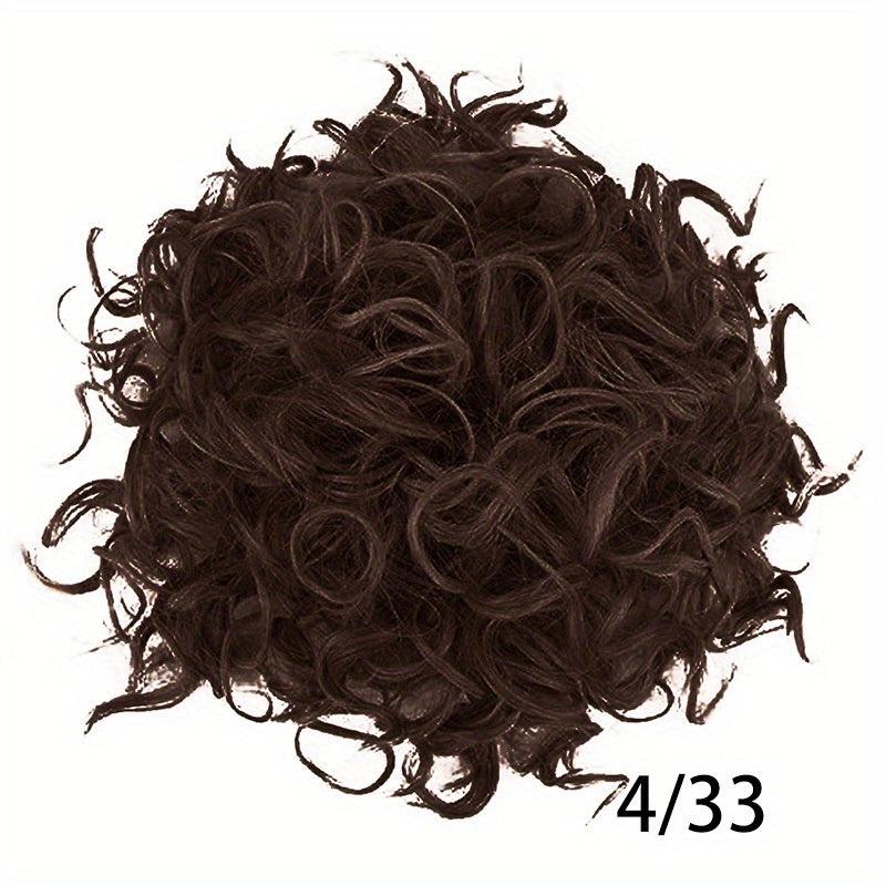 Short Afro Curly Drawstring Ponytail Hair Bun Synthetic Clip In Extensions