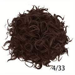Short Afro Curly Drawstring Ponytail Hair Bun Synthetic Clip In Extensions
