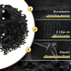 Short Afro Curly Drawstring Ponytail Hair Bun Synthetic Clip In Extensions