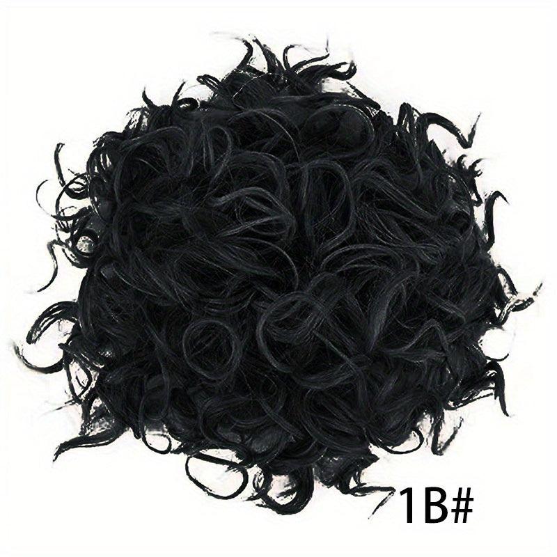 Short Afro Curly Drawstring Ponytail Hair Bun Synthetic Clip In Extensions