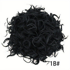Short Afro Curly Drawstring Ponytail Hair Bun Synthetic Clip In Extensions