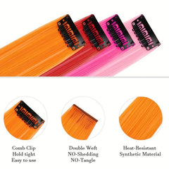 12 Pcs Clip In Hair Extensions 50 8 Cm Colored Hair Extensions Party