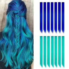 12 Pcs Clip In Hair Extensions 50 8 Cm Colored Hair Extensions Party