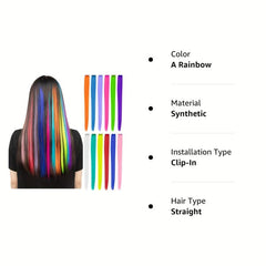 12 Pcs Clip In Hair Extensions 50 8 Cm Colored Hair Extensions Party