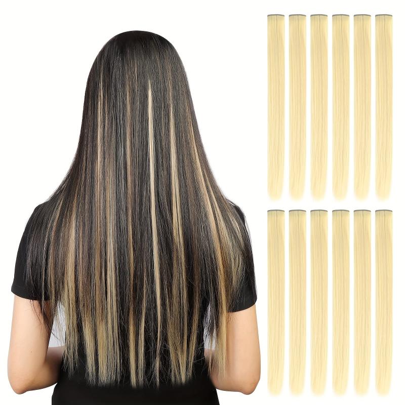 12 Pcs Clip In Hair Extensions 50 8 Cm Colored Hair Extensions Party