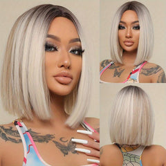 Short Straight Bob Wigs Synthetic None Lace Wigs For Women