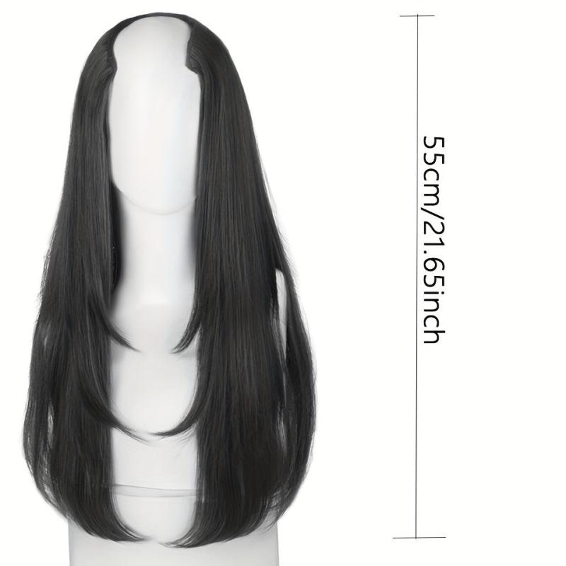 Long Straight Hair Pieces Synthetic Clip In Hair Extensions Natural Look