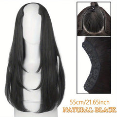 Long Straight Hair Pieces Synthetic Clip In Hair Extensions Natural Look
