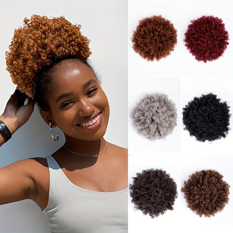 Curly Afro Bun Extensions Synthetic Hair Updo Hair For Women