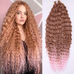 Deep Curly Synthetic Crochet Hair Extensions Natural Look